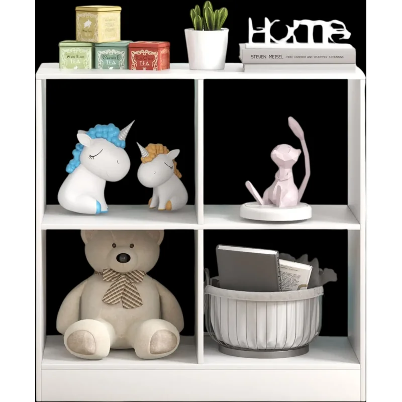 Costway 4-Cube Kids Bookcase Open Shelves White 42193785 New White