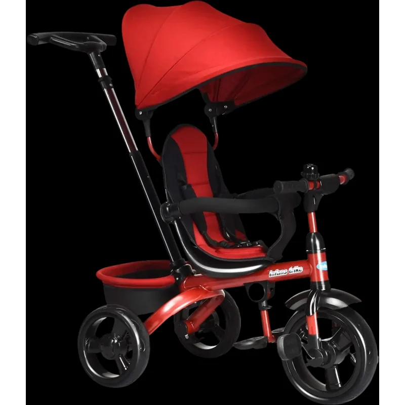 Costway 4-in-1 Kids Tricycle Adjustable Push Handle 09387241 New Red