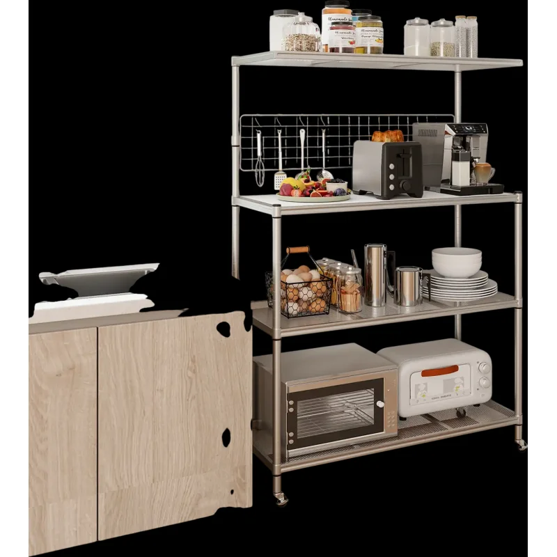 Costway 4-Tier Baker's Rack on Wheels Adjustable Shelves Silver 379214658 New