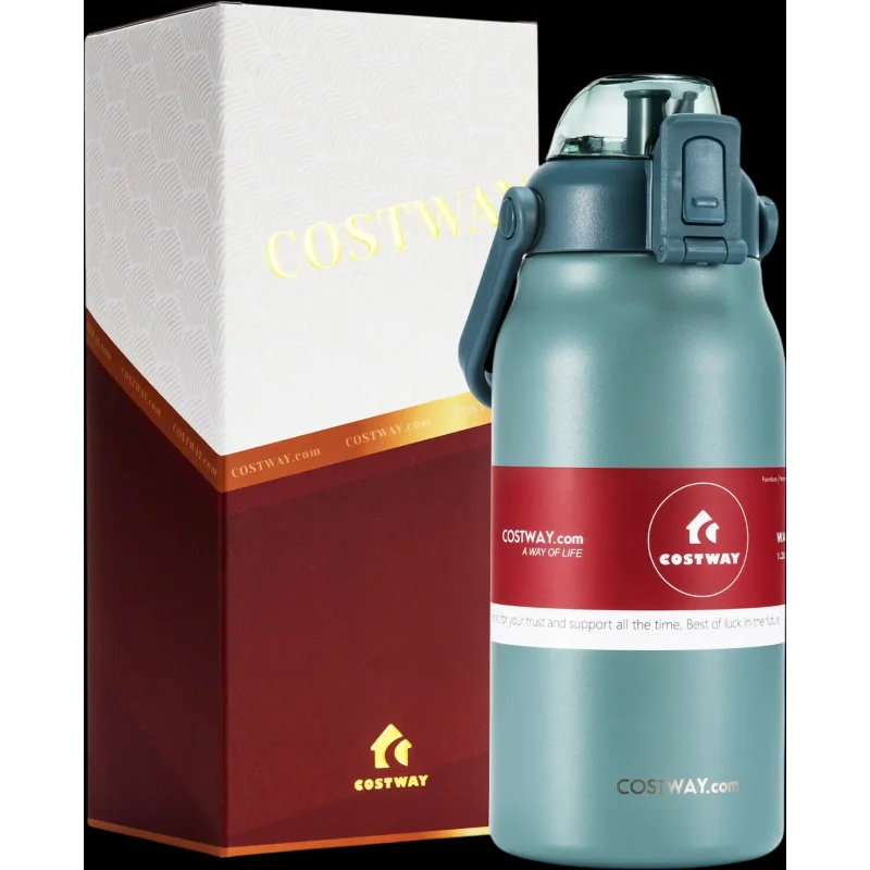 Costway 44oz Vacuum Insulated Leakproof Stainless Steel Sports Water Bottle 26514098 New