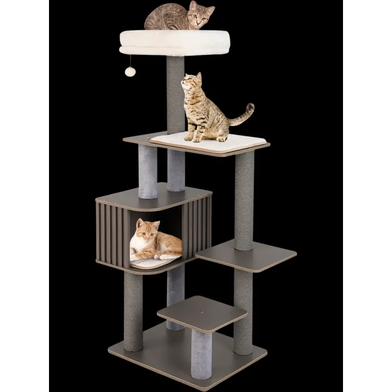 Costway 59.5" Multi-Level Indoor Cat Tree Tower w/ Cushion Top Perch 63312020 New Gray