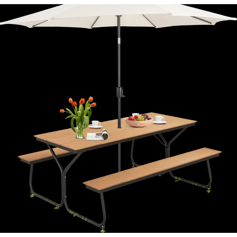 Costway 6' Outdoor Picnic Table Bench Set for 6-8 People Brown 13472895 New Brown