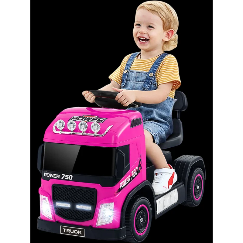 Costway 6V Kids Electric Ride-On Truck Pink Height Adjustable Seat 19768354 New Pink