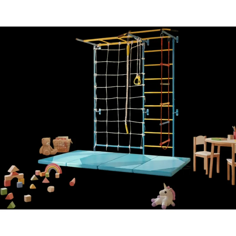 Costway 7-in-1 Swedish Ladder Kids Climber w/ Folding Gymnastics Mat 95724663 New