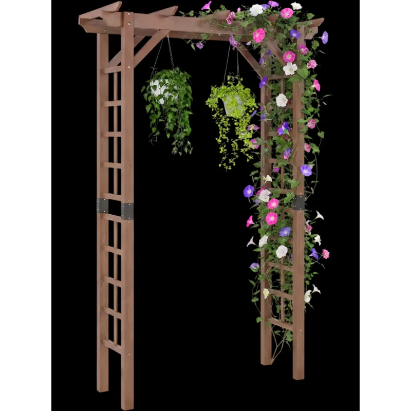 Costway 7' Wooden Garden Arch Arbor Trellis for Climbing Plants 67599778 New