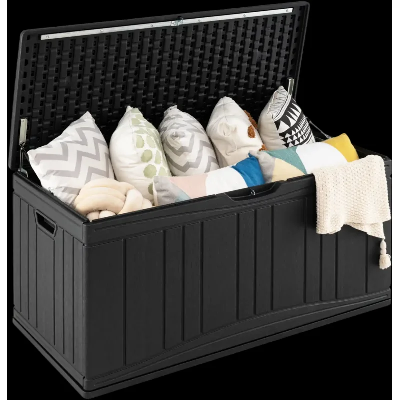 Costway 80 Gallon Outdoor Deck Storage Box Lockable Lid 10340930 New Black