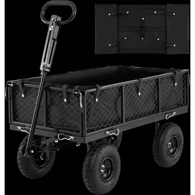 Costway 880 lbs Utility Wagon Flatbed Garden Cart w/ Removable Oxford Cloth Liner 21308701 New