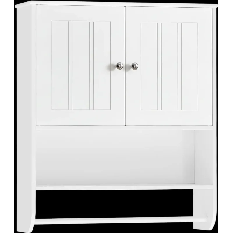 Costway Bathroom Wall Cabinet Towel Bar Open Adjustable Shelf 24865413 New