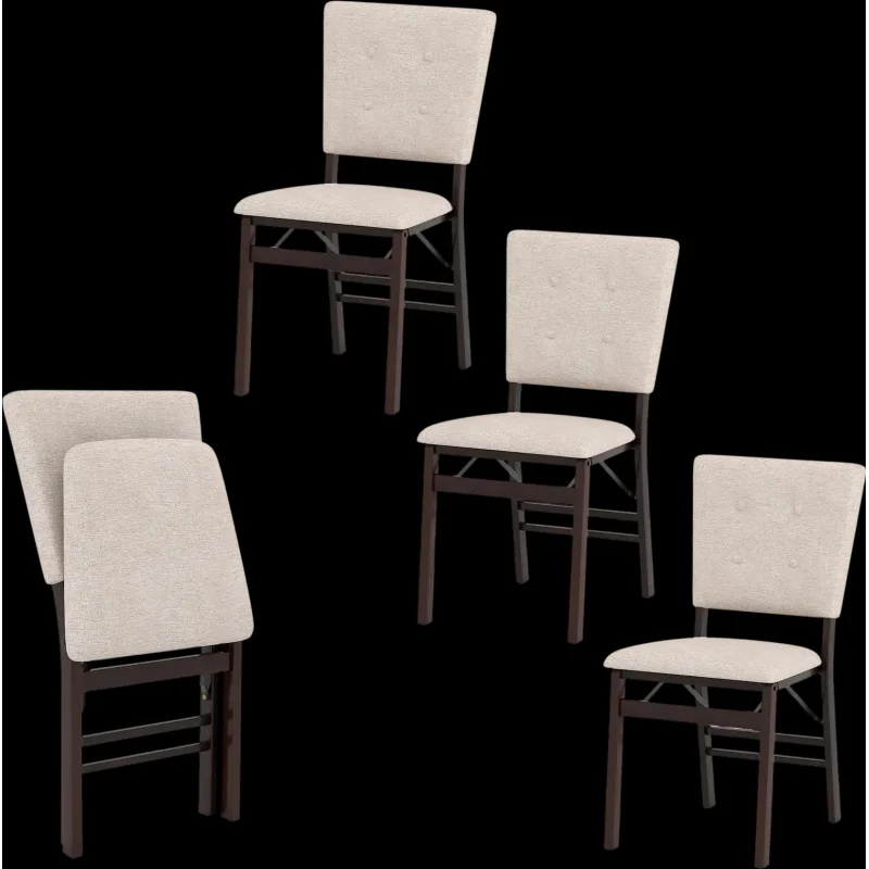 Costway Foldable Dining Chair Set of 4 Armless Padded Seat Tilt Backrest 21822767 New Beige
