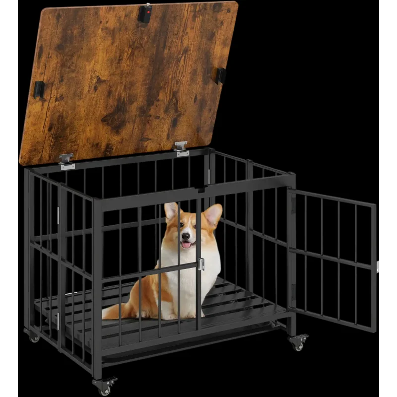 Costway Foldable Dog Crate Furniture Lockable Door Removable Tray 23006339 New