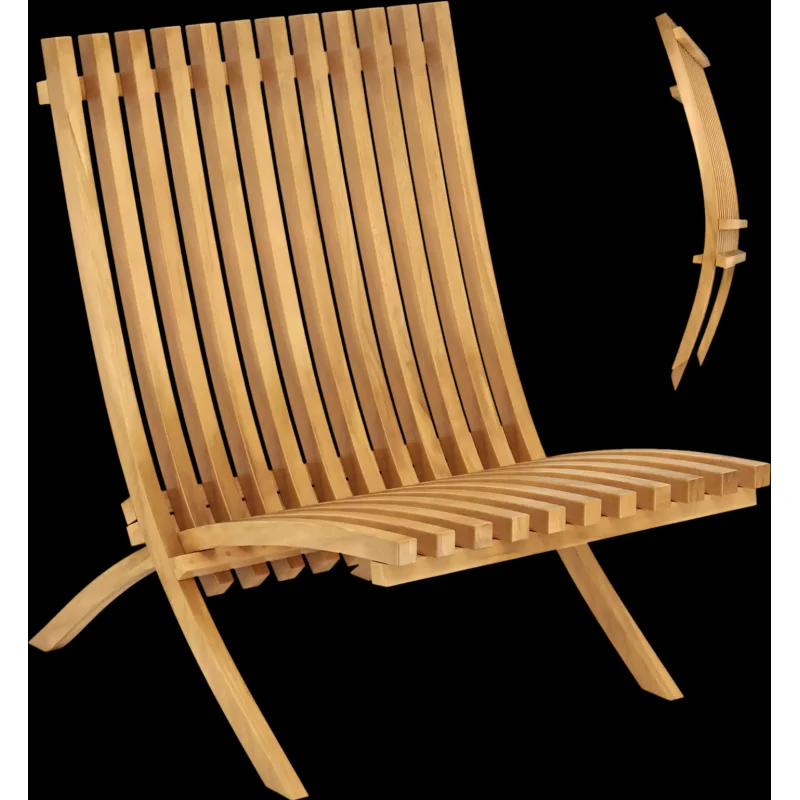 Costway Folding Teak Wood Outdoor Lounge Chair 941825736 New