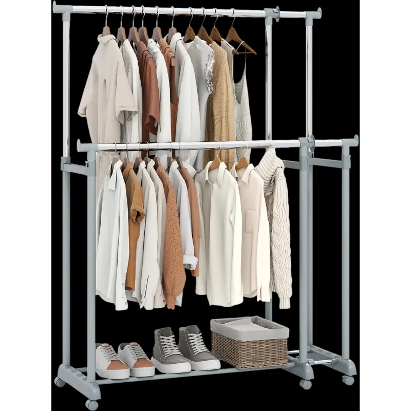 Costway Heavy-Duty Metal Double Rod Clothes Rack Wardrobe 34563701 New