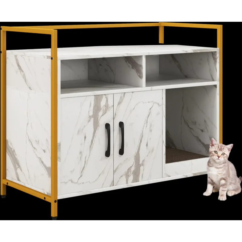 Costway Hidden Cat Washroom Double Doors Scratch Cardboard 25397684 New White