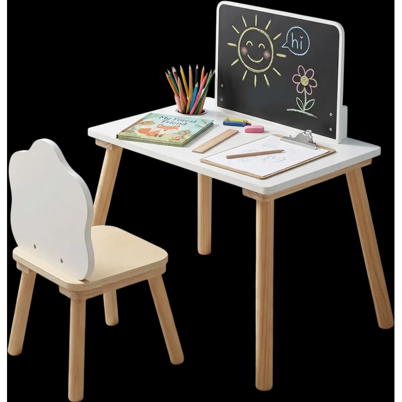 Costway Kids Weaning Table and Chair Set with Chalkboard 63169481 New