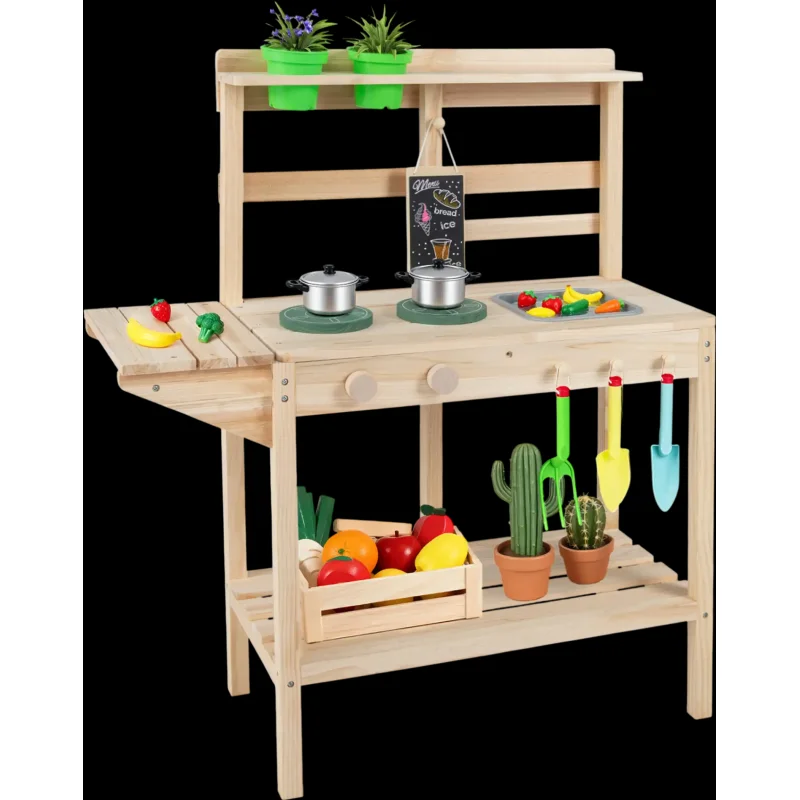 Costway Kids Wooden Play Kitchen Set 26638015 New