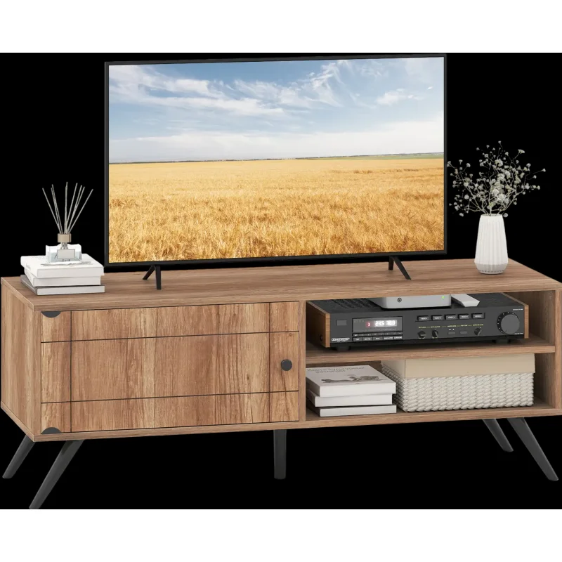Costway Mid Century Modern TV Stand Entertainment Center for TVs up to 55" with Storage Cabinet 19995533 New