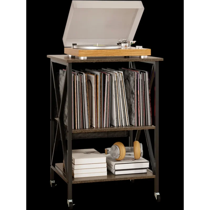 Costway Mid-Century Record Player Stand Charging Station Gray 13749265 New Gray