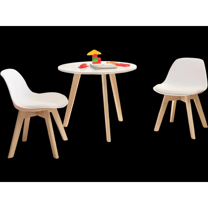 Costway Modern Kids Activity Play Table & 2 Chairs Set White 61743209 New
