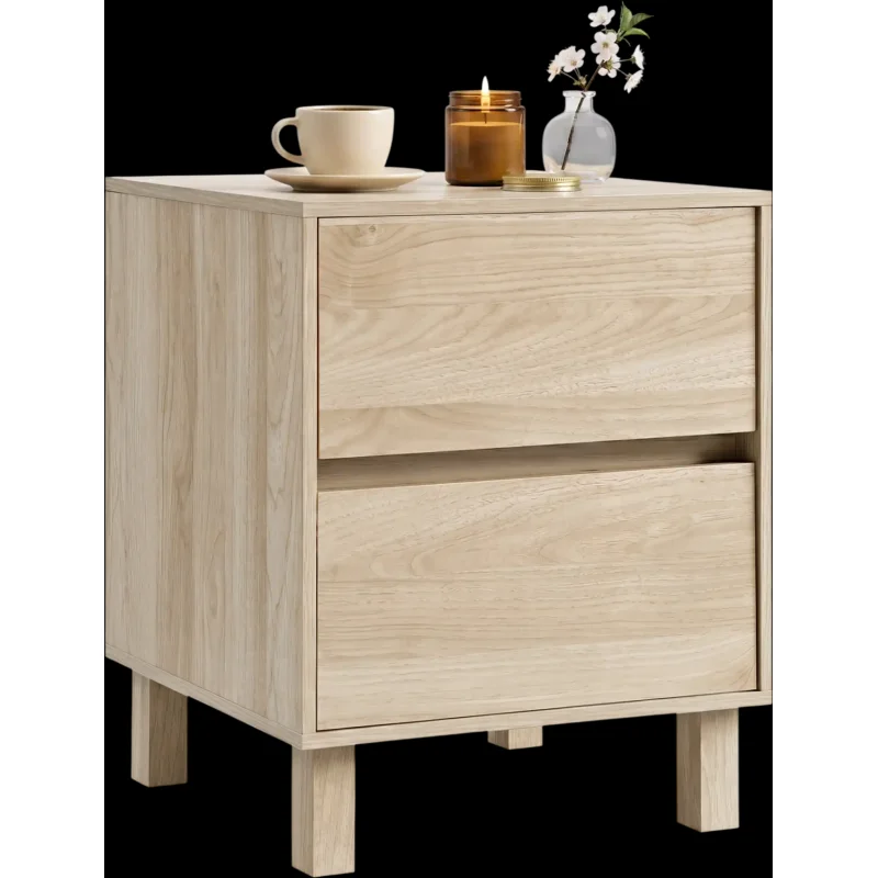 Costway Modern Wooden End Table 2 Storage Drawers 67510855 New