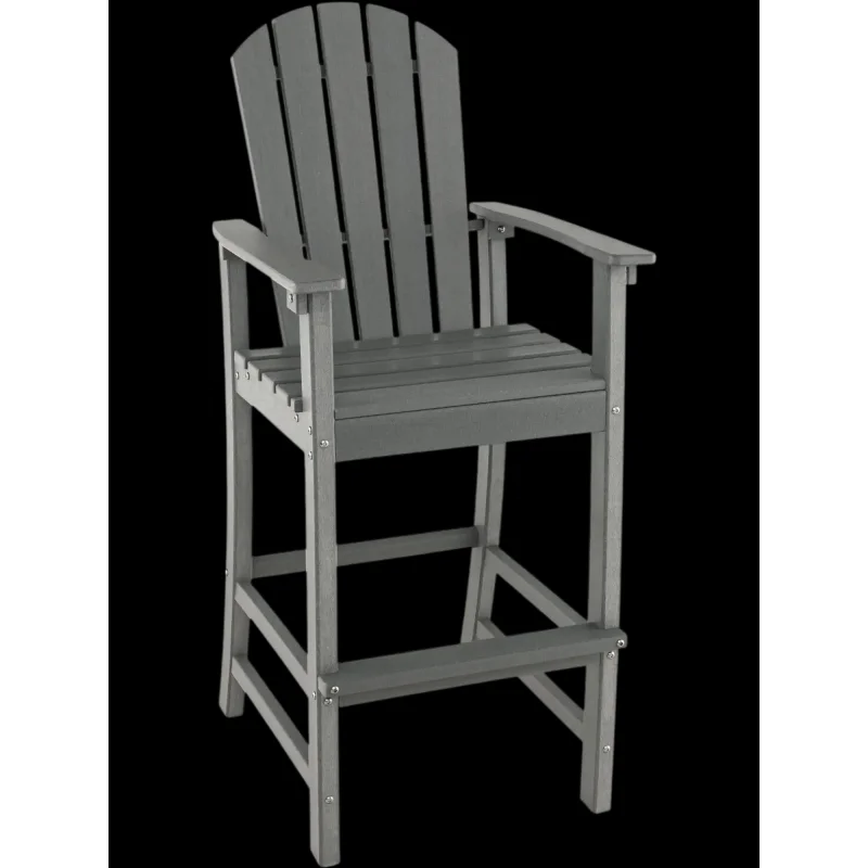 Costway Outdoor HDPE Counter Height Bar Stool w/ Armrests Footrest 30" 17592638 New Gray