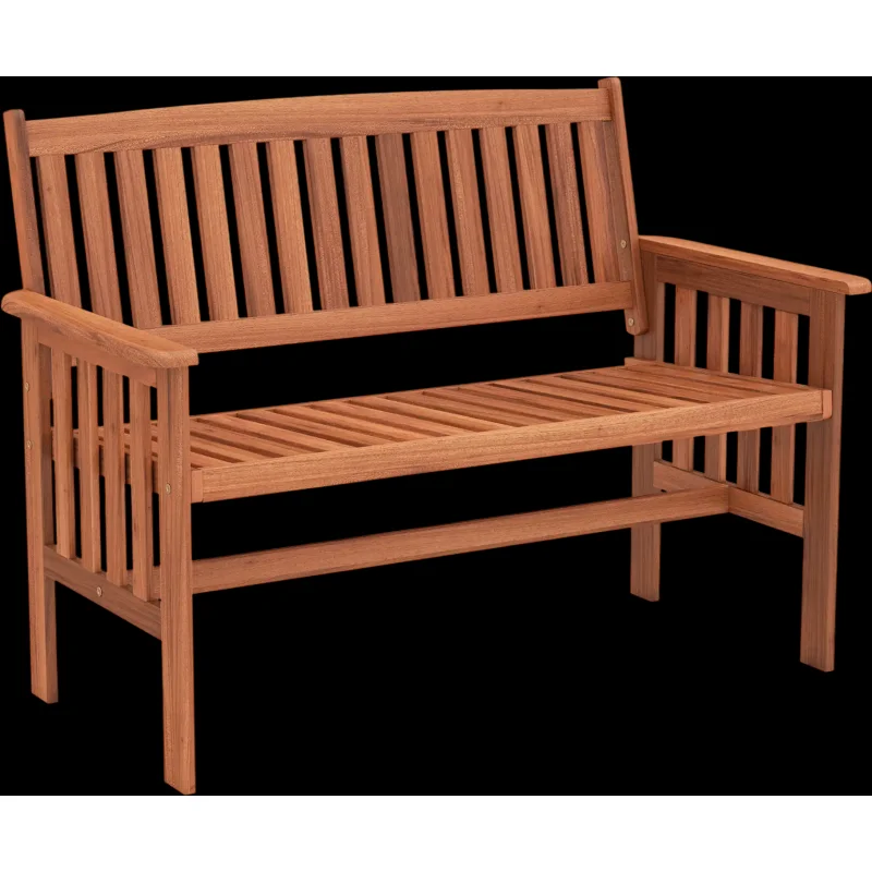 Costway Outdoor Wood Garden Park Bench 2-Person w/ Backrest Armrests Slatted Seat 86933745 New