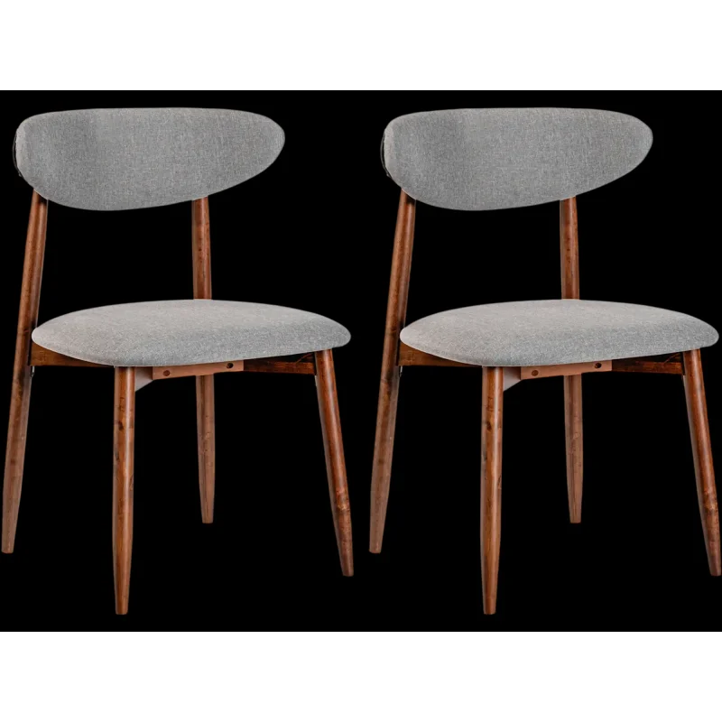 Costway Set of 2 Fabric Upholstered Dining Chairs with Curved Backs 32875466 New Gray