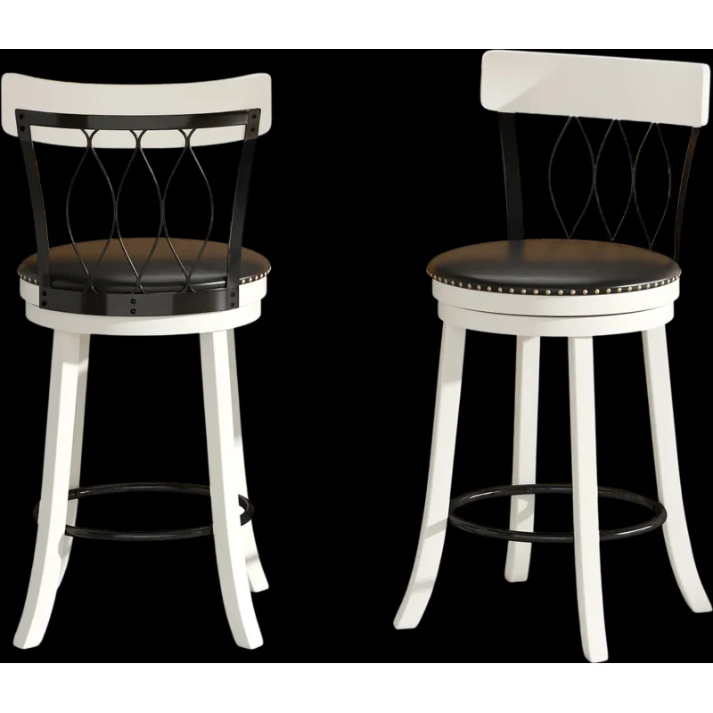 Costway Set of 2 Swivel Bar Stools Tufted Rivets Rubber Wood Frame 26" 831645297 New