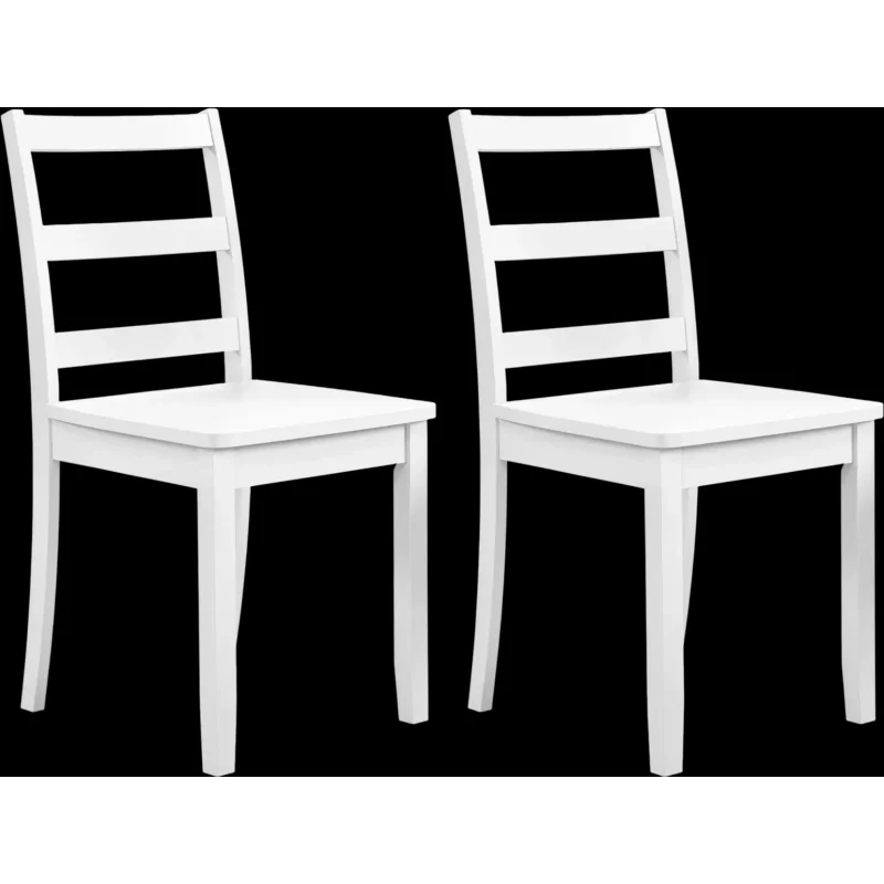 Costway Set of 2 Wood Dining Chairs Solid Rubber Wood Legs 36749185 New White