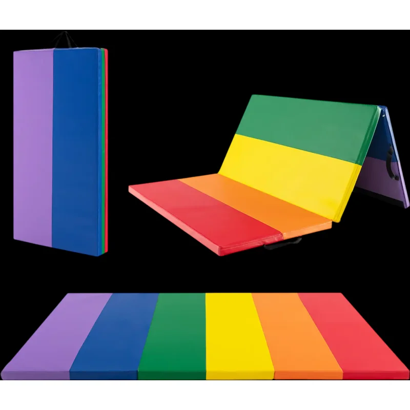 Costway Tri-Folding PU Leather Gymnastics Tumbling Training Mat 27356996 New Multicolor