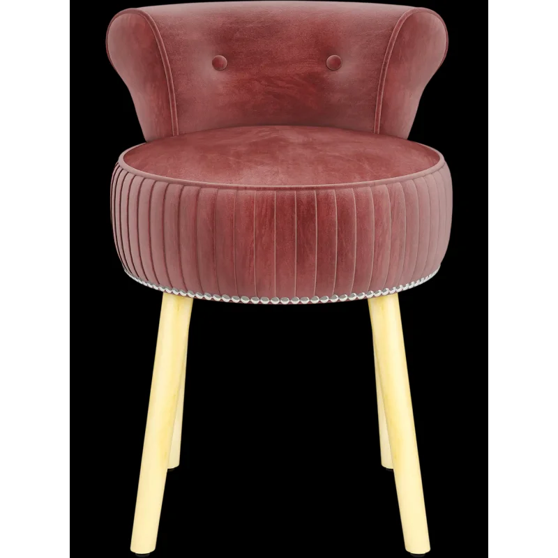 Costway Velvet Vanity Chair Tufted Low Back Stool Solid Wood Legs 73238146 New Pink