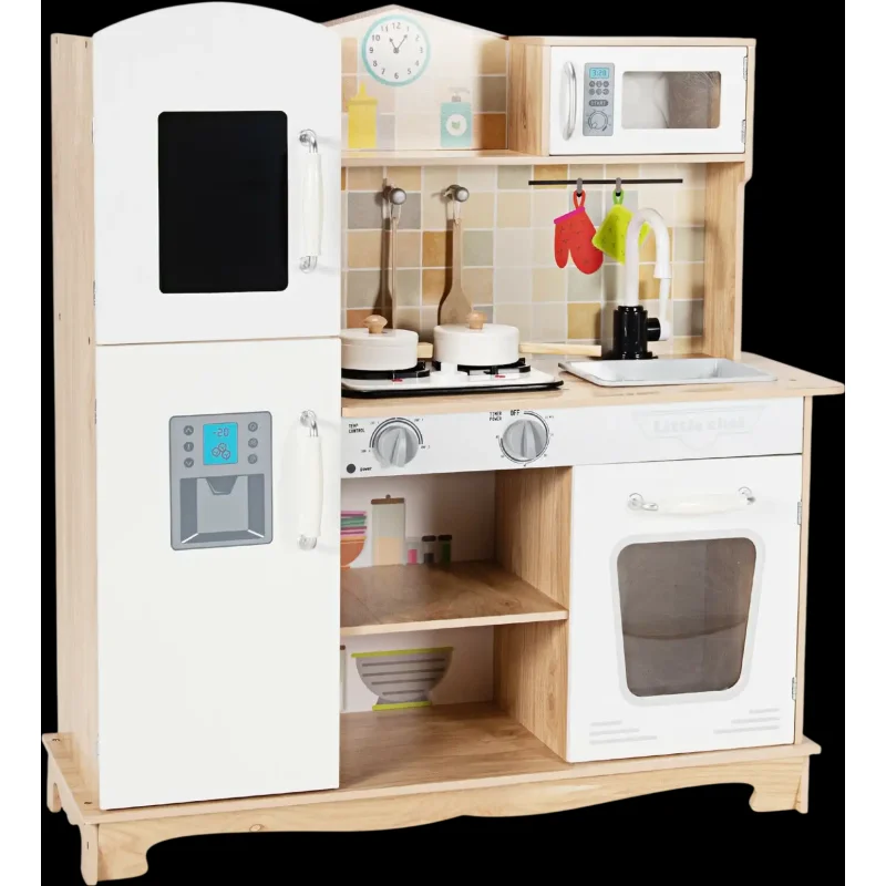 Costway Wooden Kids Pretend Kitchen Playset Cooking Toy w/ Utensils Sound 23907584 New