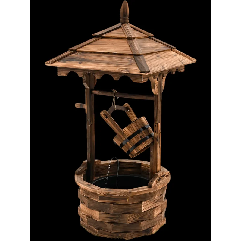 Costway Wooden Patio Water Fountain Electric Pump Brown 17245903 New