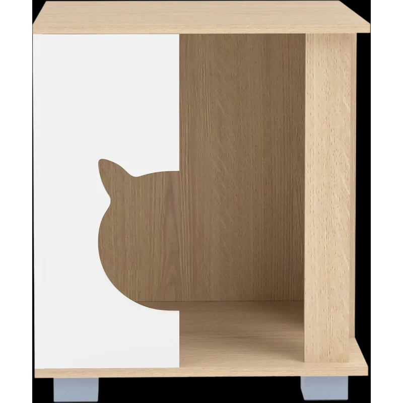 Costway Wooden Semi-Enclosed Cat Condo Side Table Kitty Head Entry Metal Legs 91815582 New