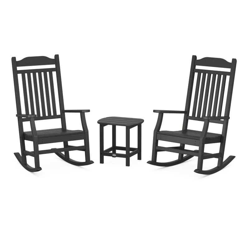 Cottage Rocking Chair 3-Piece Set Black
