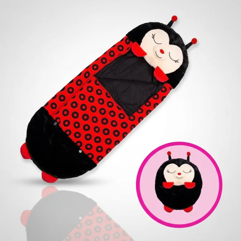 Cozy Critters | Kids Sleeping Bag with Animal Design & Pillow | Fun Comfort for Sleepovers Ladybug