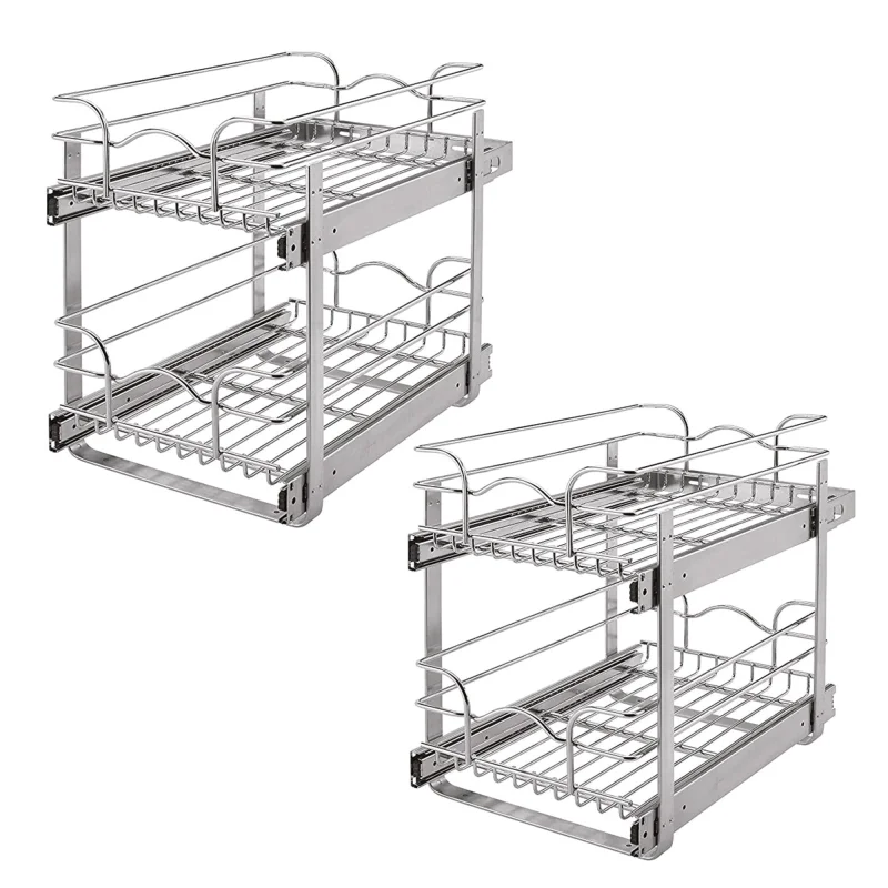 Deep Base Kitchen Cabinet 2 Tier Bundled w/ 21 Inch Wire Basket Pull Out Cabinet