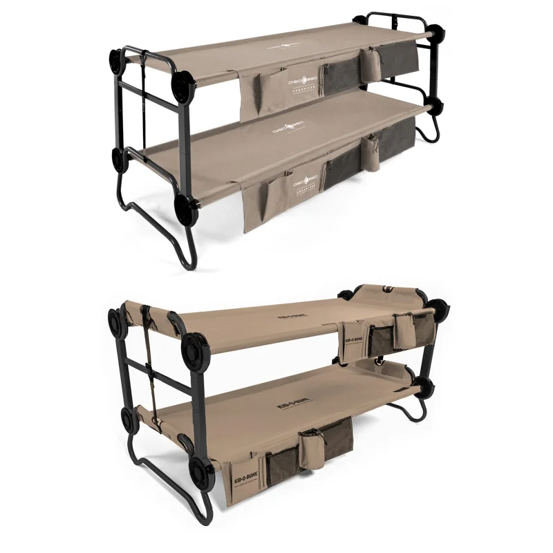 Disc-O-Bed Large & Youth Cam-O-Bunk Benchable Double Cot w/Organizers (2 Pack)
