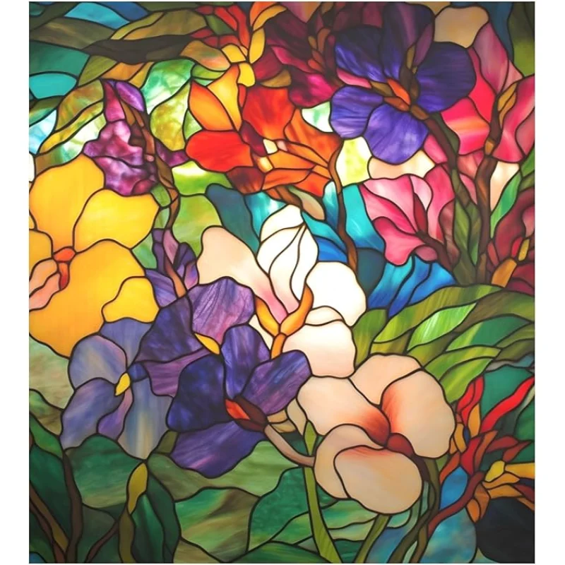 Dishwasher Cover Magnet Stained Glass Floral Print, Dish Washer Cover for Kitchen Decor, Easily Trimmable Dishwasher Sticker Refrigerator Magnetic Cover 2326 in