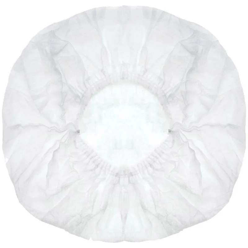 Disposable Gathered Bouffant Cap - White / 100 Pieces Per Bag X 10 Bags = 1,000 Bouffant Caps