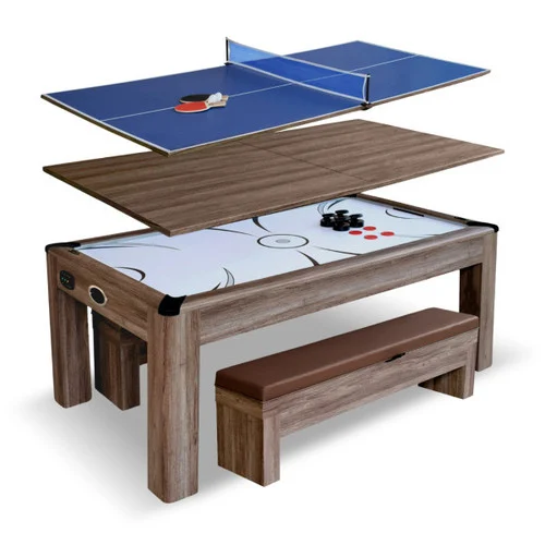 Driftwood 7-ft Air Hockey Table Combo Set with Benches | BG1137H