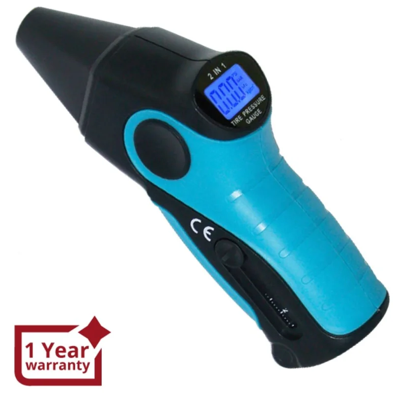 E04-017 Digital 2-in-1 Car Motor Tire Pressure Gauge Measure + Tire Veins Depth CE Marking LCD Display