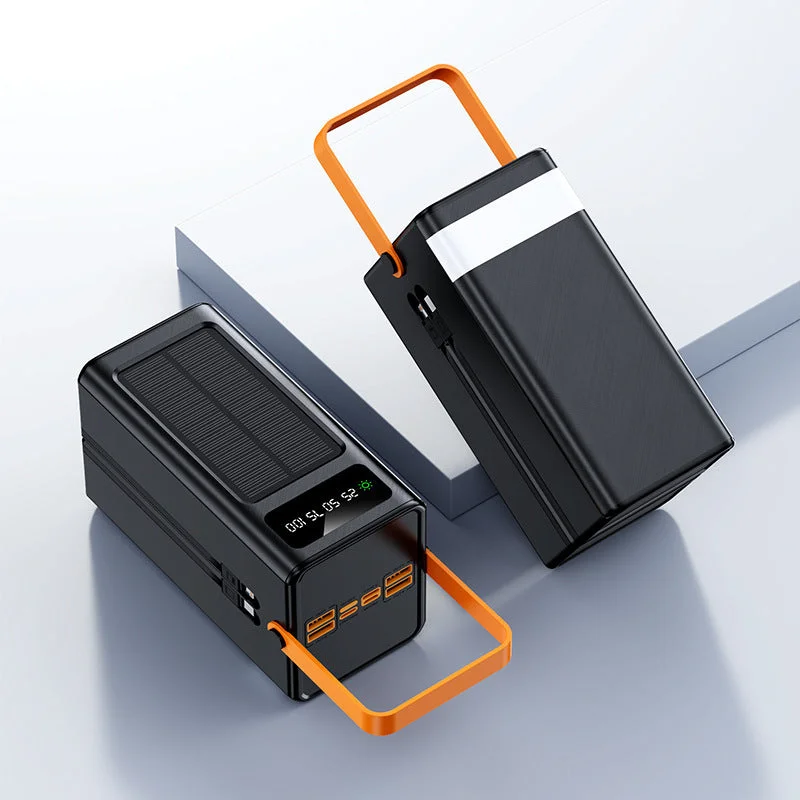 EcoCharge | Portable Solar Power Bank with LCD Display & Fast Charging | Durable Design for Outdoor Adventures Black