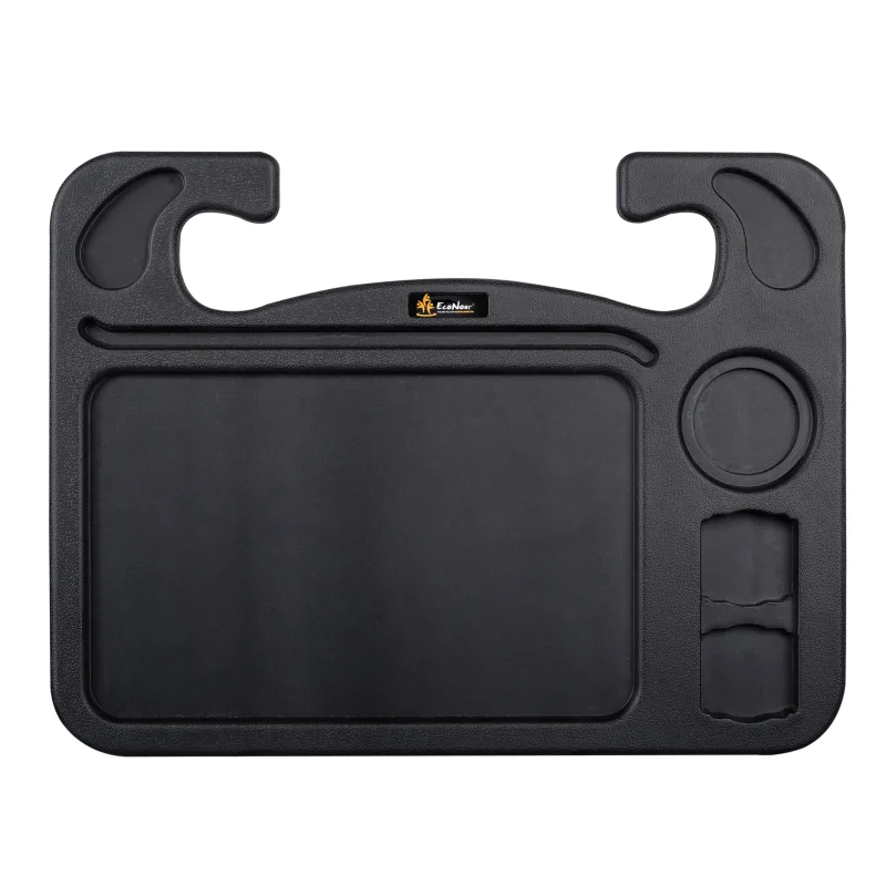 EcoNour 4 in 1 Car Steering Wheel Tray - 2026 Upgraded Tray with Dual Sauce Dip Holder and Tablet Holder | Spacious Steering Wheel Desk for Food and Laptop | Car Accessories (Large)
