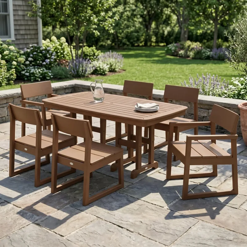 Edge 7 Piece Dining Set W/ Pedestal Legs Slate Grey