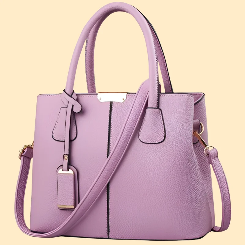Elegant Tote Bag | Pebbled Leather Handbag with Adjustable Strap | Versatile Design for Everyday Use Purple