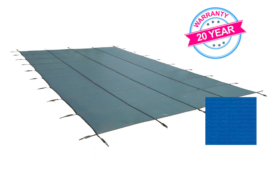 PoolTux 25'x45' Emperor Solid Rectangle Safety Cover, Blue, 20 Yr. Warranty
