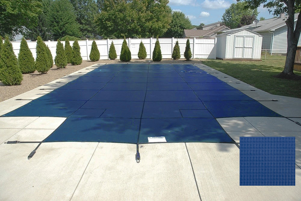 PoolTux 15'x30' Emperor Solid Rectangle Safety Cover, Blue, 15 Yr. Warranty