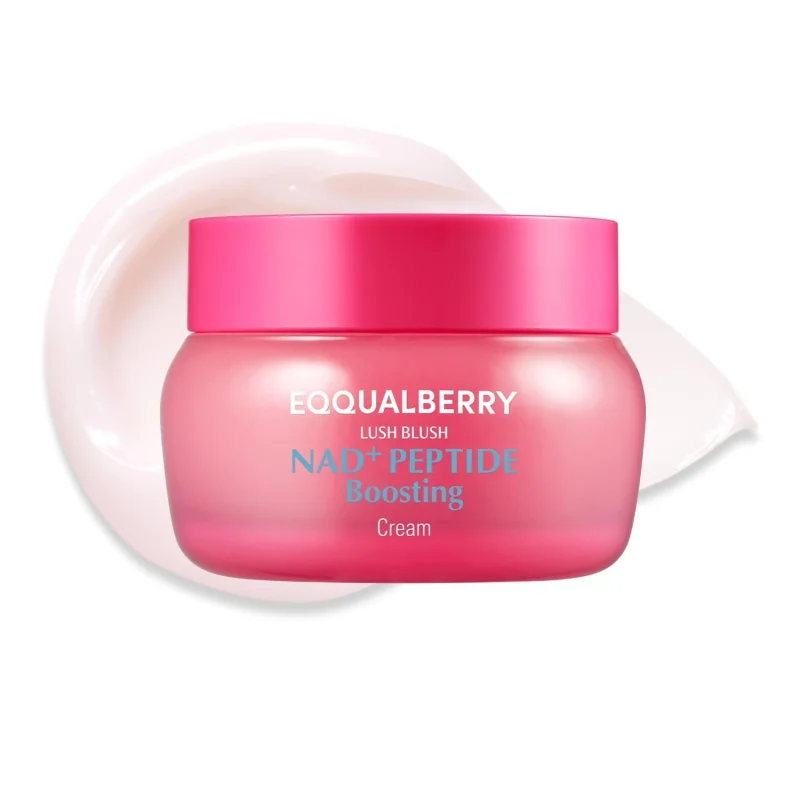 EQQUALBERRY NAD+ Peptide Boosting CreamNAD+ 5% & 13 Peptides Anti-Aging Korean Skincare Face & Body Cream | Firming & Lifting Pink Neck Cream for Sagging Skin (1.69 fl.oz / 50ml)