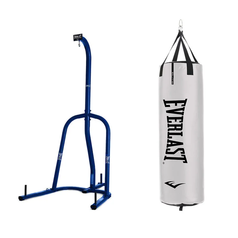 Everlast Single Station 100 Pound Punching Bag Stand and Kickboxing Bag, White