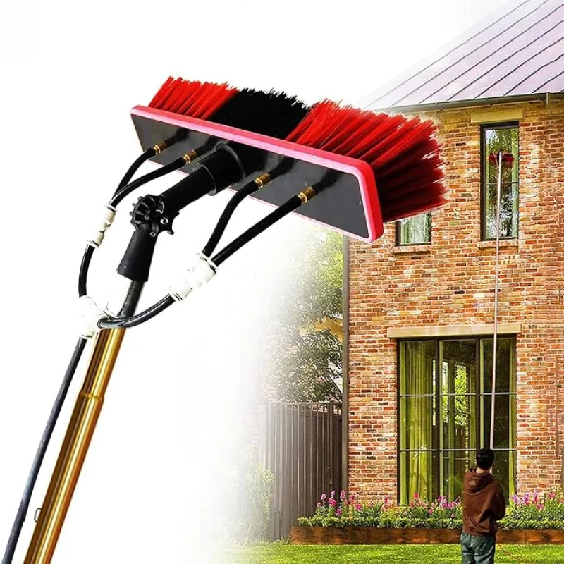 Extendable Window Cleaning Pole Aluminium Alloy Telescopic Cleaning Brush Water Fed Window Cleaning Kit Solar Panel Cleaning Equipment Roof Cleaning Tools,5.4m